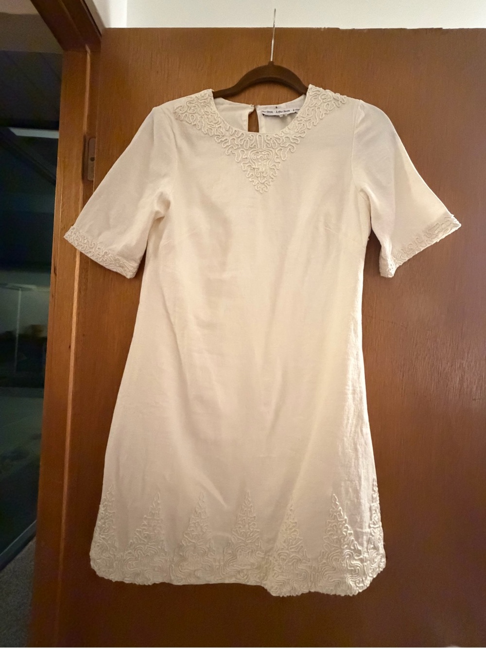 & Other Stories Women's Cream Embroidered Short Sleeve Dress